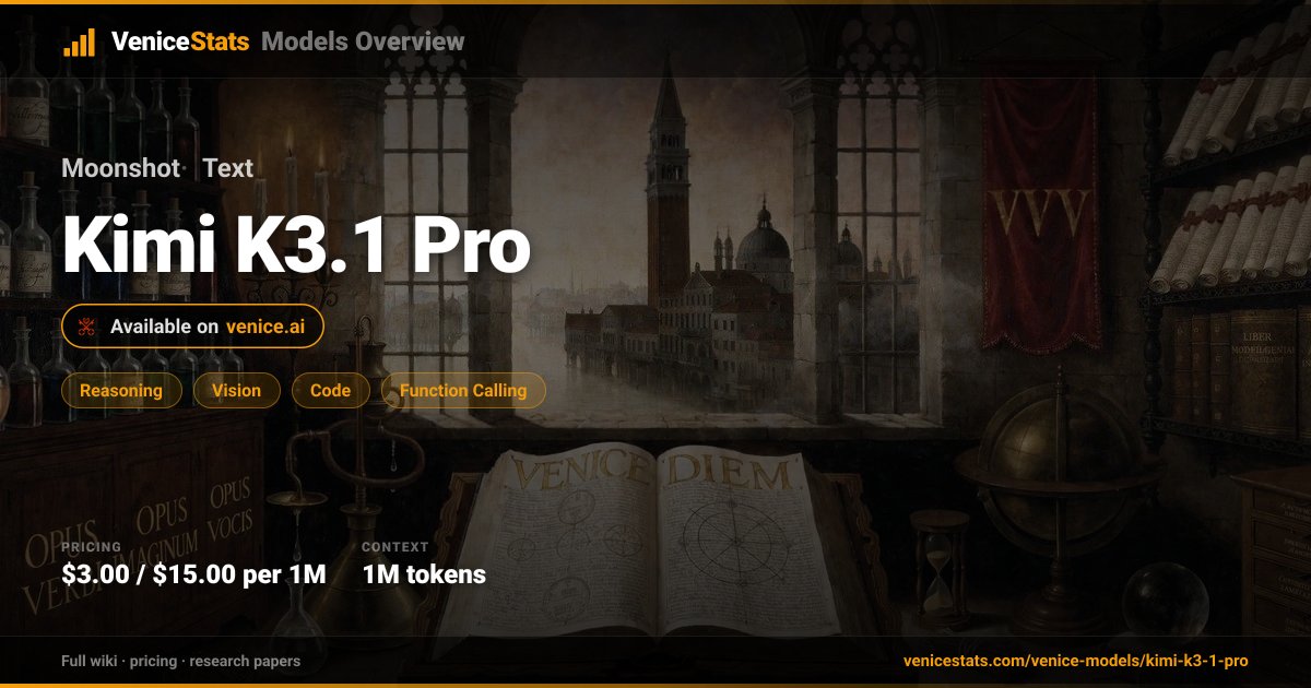 Kimi K3.1 Pro by Moonshot — Text Generation | VeniceStats
