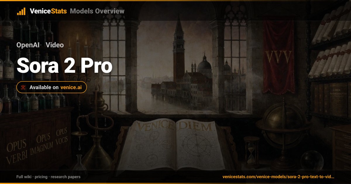 Sora 2 Pro by OpenAI — Video Generation | VeniceStats | VeniceStats